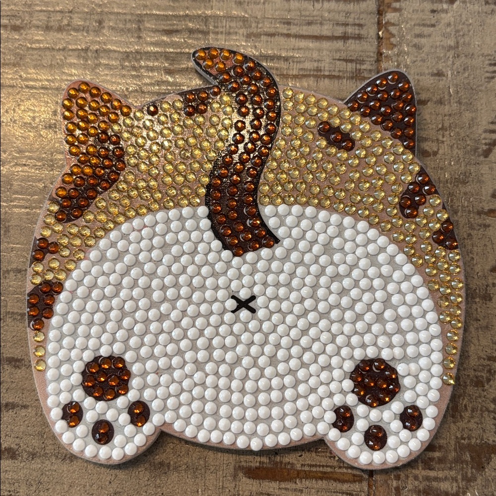 Tan Cat Tail Diamond Art Handmade Coasters - 2 - Picture 2 of 7